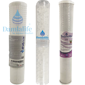 20'' Inç Silifoz CTO Yıkanabilir Üçlü Su Arıtma Filtre Seti
