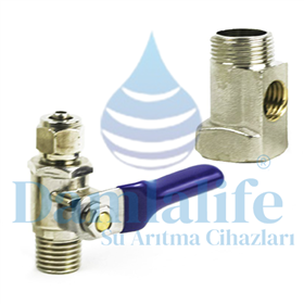 Su Arıtma Hat Alma Bağlantı Aparatı 3/8 Ve Küresel Vana 1/4