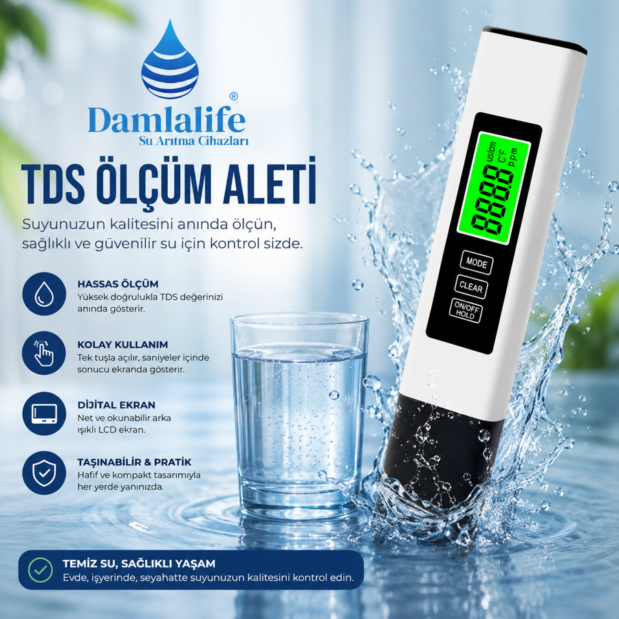 Dijital TDS Metre Termometreli Su Ölçme Aleti